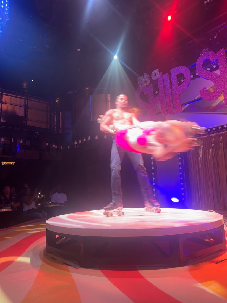Roller-skating acrobat during 'It's a Ship Show!'