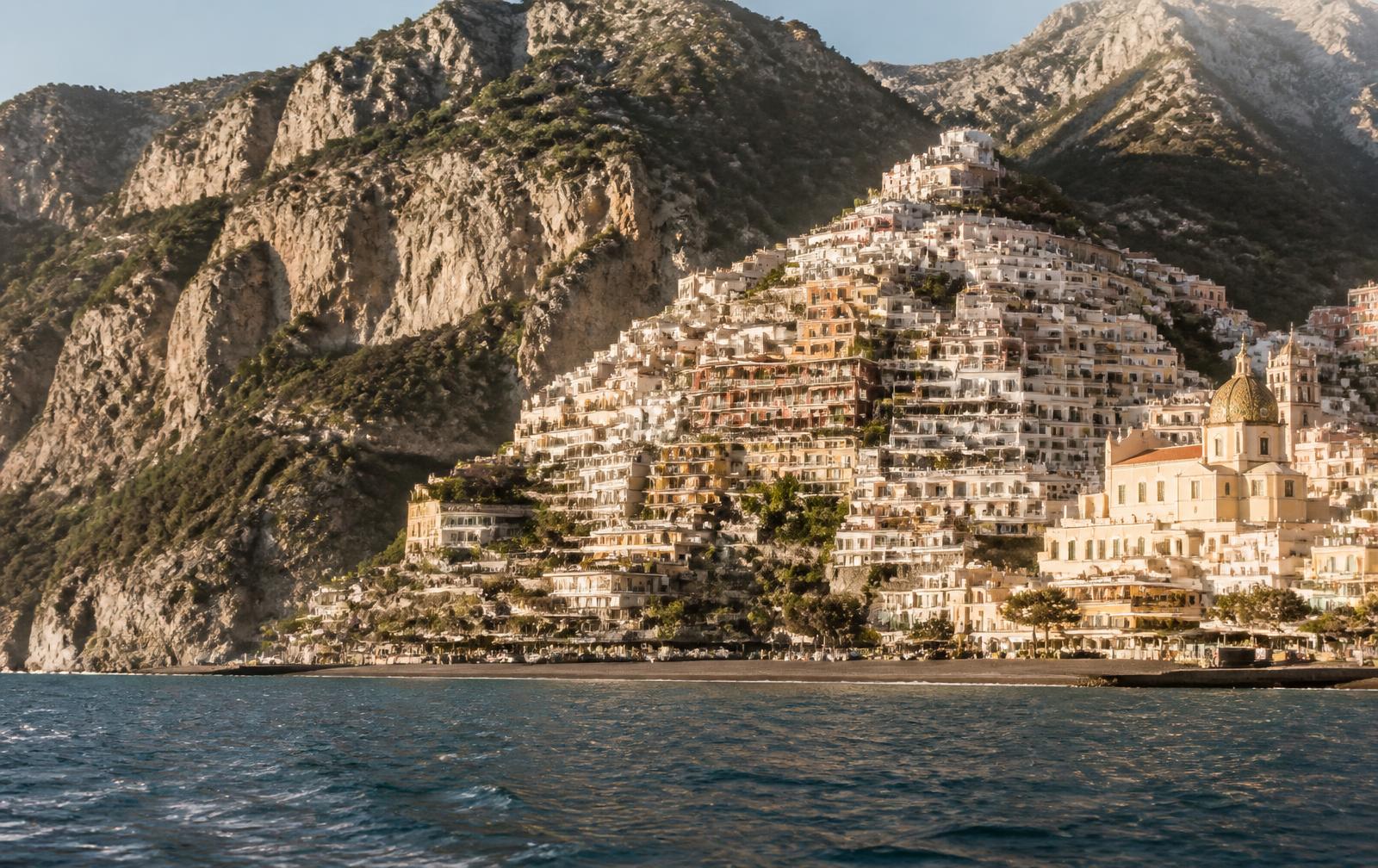 Amalfi Coast cliffside villages above turquoise Mediterranean Sea