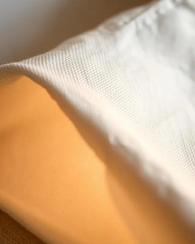 Hand-pressed Italian linen napkin texture detail, luxury hospitality aboard Scarlet Lady
